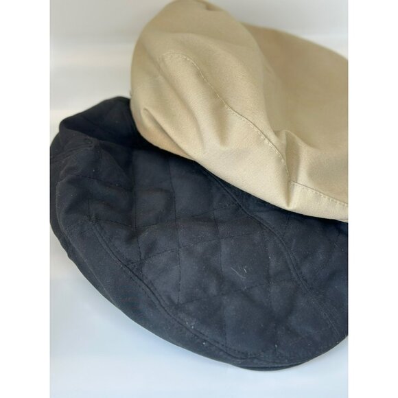 VTG Dickies Set of 2 Cabbie Hat Black Beige Newsboy Flat Cap Men's - Picture 3 of 9